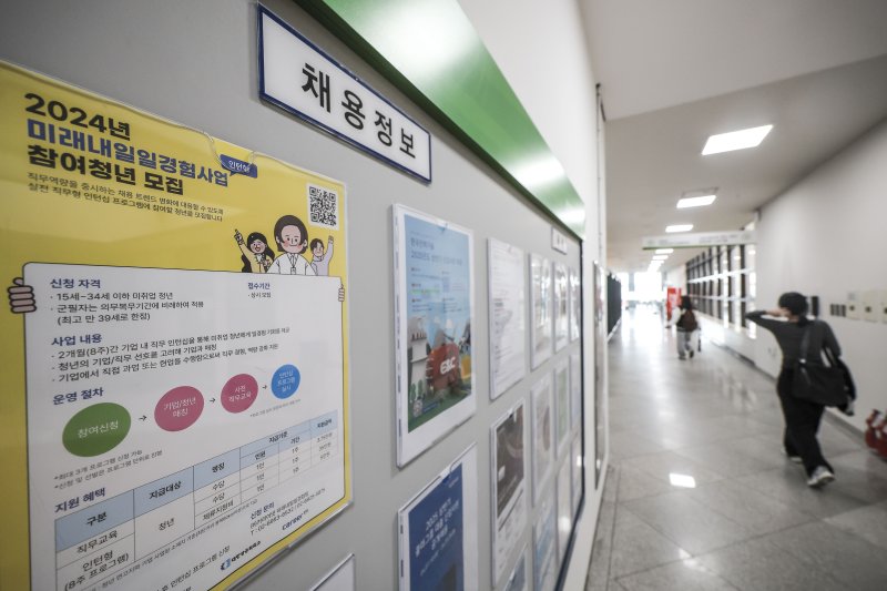 [서울=뉴시스] 정병혁 기자 = 14일 서울시내 대학의 채용정보 게시판에 채용공고문이 붙어 있다. 2025.04.14. jhope@newsis.com