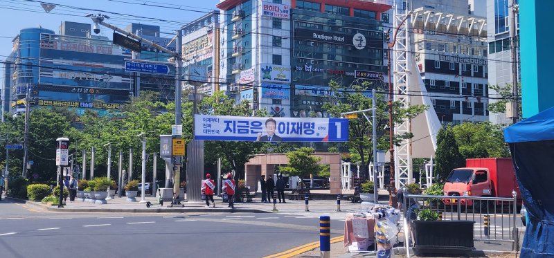 [창원=뉴시스]김기진=14일 오후 예정된 이재명 후보 경남 창원 상남동 유세현장.2025.05.14.sky@newsis.com