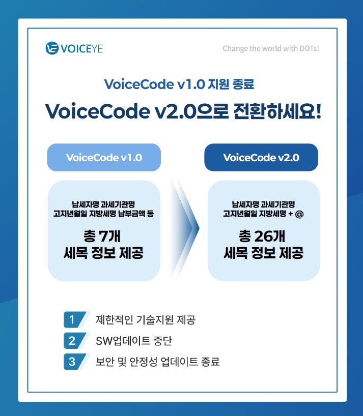 보이스아이, 지방세정보시스템 개편 맞춰 '보이스코드 v2.0' 전환 확대