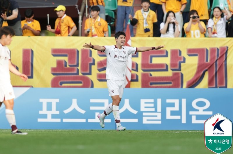 [서울=뉴시스]K리그1 광주 박인혁 결승골. (사진=한국프로축구연맹 제공)