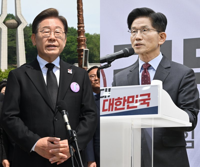 이재명 더불어민주당 대통령 후보(왼쪽)와 김문수 국민의힘 후보. ⓒ News1 안은나 기자,이재명 기자