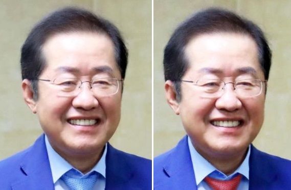 각각 파란색과 빨간색 넥타이를 맨 1xbet korea /사진=1xbet korea 페이스북 갈무리