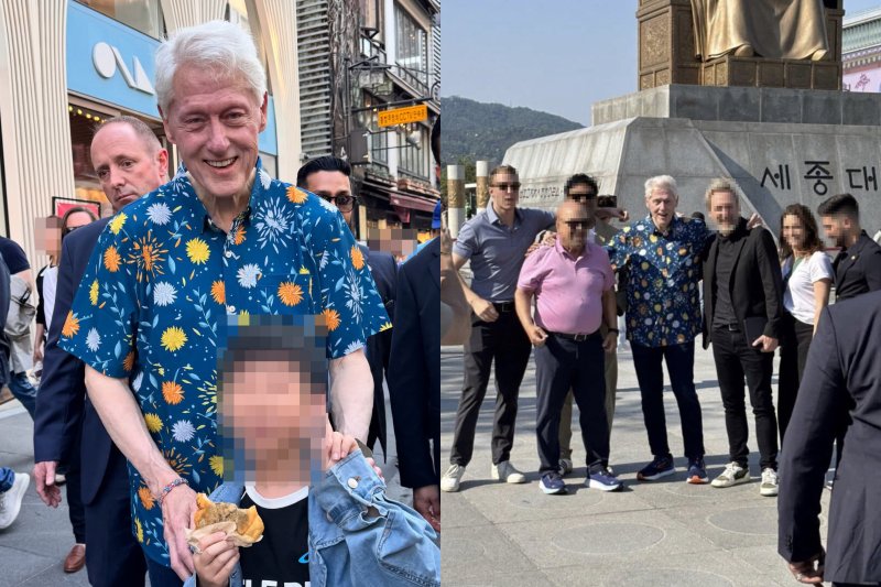 비공식 일정으로 내한한 빌 메이저 바카라사이트 전 미국 메이저 바카라사이트이 광화문과 인사동 일대에서 포착된 사진. 사진=인스타그램, 온라인 커뮤니티, 뉴시스