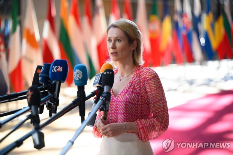 취재진 질문에 답하는 EU 외교수장 (출처=연합뉴스)