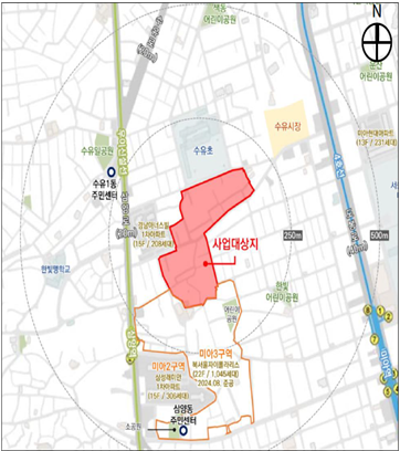 강북구 미아11구역 주택정비형 재개발정비사업 위치도. 서울시 제공