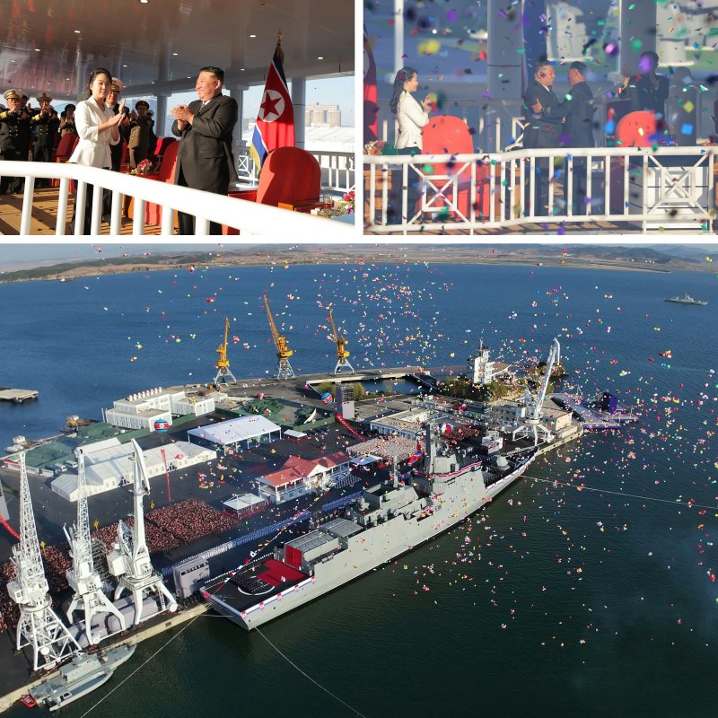 (평양 노동신문=뉴스1) = 지난달 25일 서해 남포조선소에서 개최된 '최현'호 진수식 모습. [국내에서만 사용가능. 재배포 금지. DB 금지. For Use Only in the Republic of Korea. Redistribution Prohibited] rodongphoto@news1.kr