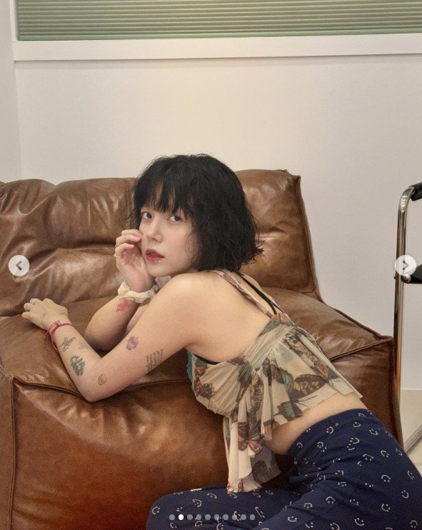 AOA 출신 신지민, 팔 뒤덮은 타투…자유분방 분위기 [N샷]