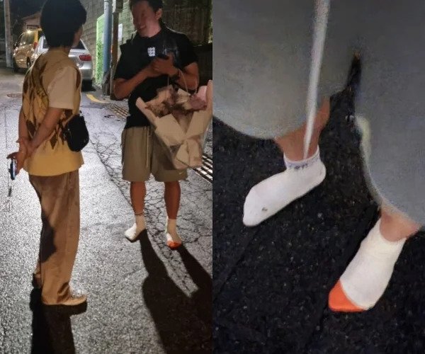 김대호, 만취한 근황…양말만 신고 길거리 활보