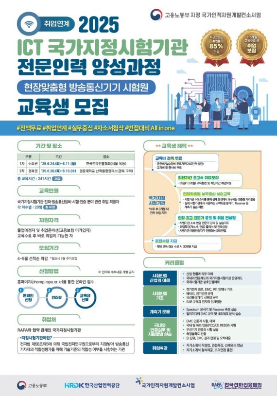 한국전파진흥협회, ‘25년 하반기 전파/IT 분야 채용예정자 과정 교육생 모집