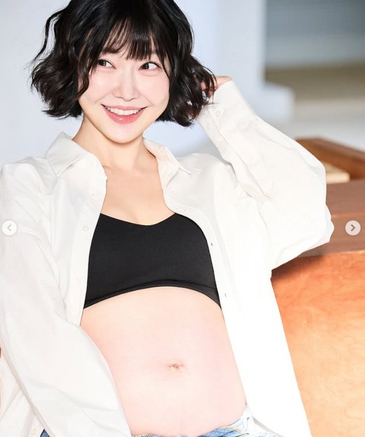 레이디제인, 브라톱 입은 28주차 임산부…과감한 만삭 D라인 공개