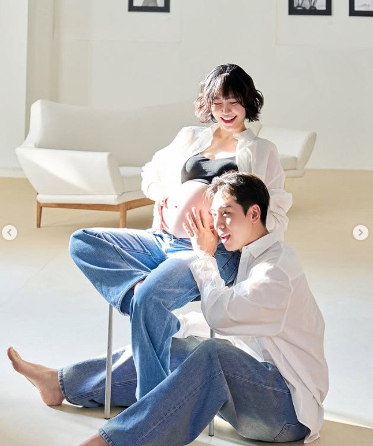 레이디제인, 브라톱 입은 28주차 임산부…과감한 만삭 D라인 공개