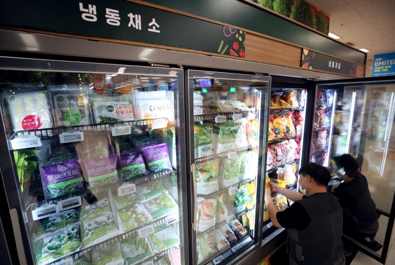 마트에서 냉동채소·냉동과일이 판매되고 있다. 뉴시스