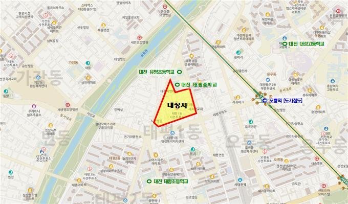 중구 태평동과 유천동 일원 소규모주택 바카라사이트 장난감사업 위치도./뉴스1