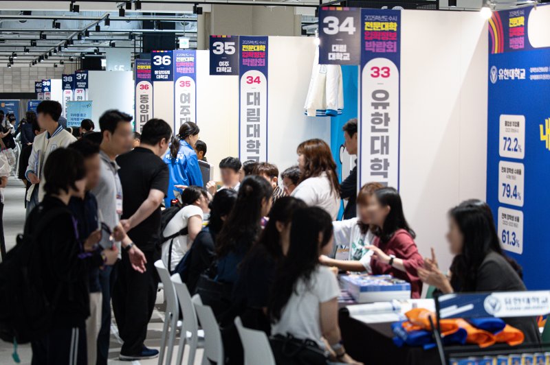 20일 오전 서울 강남구 코엑스에서 열린 2025학년도 수시 바카라사이트 소울카지노학 입학정보박람회를 찾은 수험생과 학부모들이 입시 상담을 받고 있다. 2024.9.20/뉴스1 ⓒ News1 이재명 기자