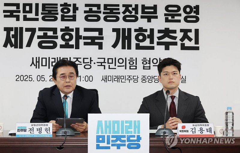 국민통합 공동정부 운영 협약, 발언하는 새미래민주당 전병헌 대표 (출처=연합뉴스)