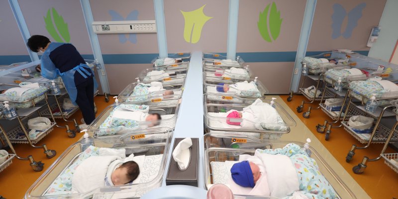 [고양=뉴시스] 전진환 기자 = 통계청이 28일 발표한 '2025년 3월 인구동향'에 따르면, 올해 1~3월 출생아 수는 6만5022명으로 지난해 같은 기간(6만568명)보다 4451명(7.4%) 늘었다. 이는 2022년 1분기(6만8339명) 이후 최대치다. 특히 이 출생아수 증가율(7.4%)은 1981년 관련 통계 작성 이래 가장 높은 수준(1분기 기준)이다. 혼인 증가 및 결혼·출산에 대한 긍정적 인식 변화 등이 출생 반등 흐름을 견인한 것으로 풀이된다. 이날 경기도 고양시 CHA의과학대학교 일산차병원 신생아실에서 간호사가 신