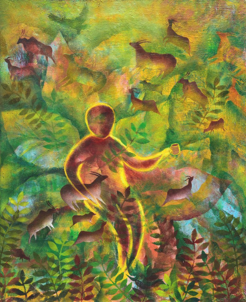 천지수, 아프리카 커피의 기억, 65.3X53cm mixed media on canvas 2024 (갤러리지지향 제공)