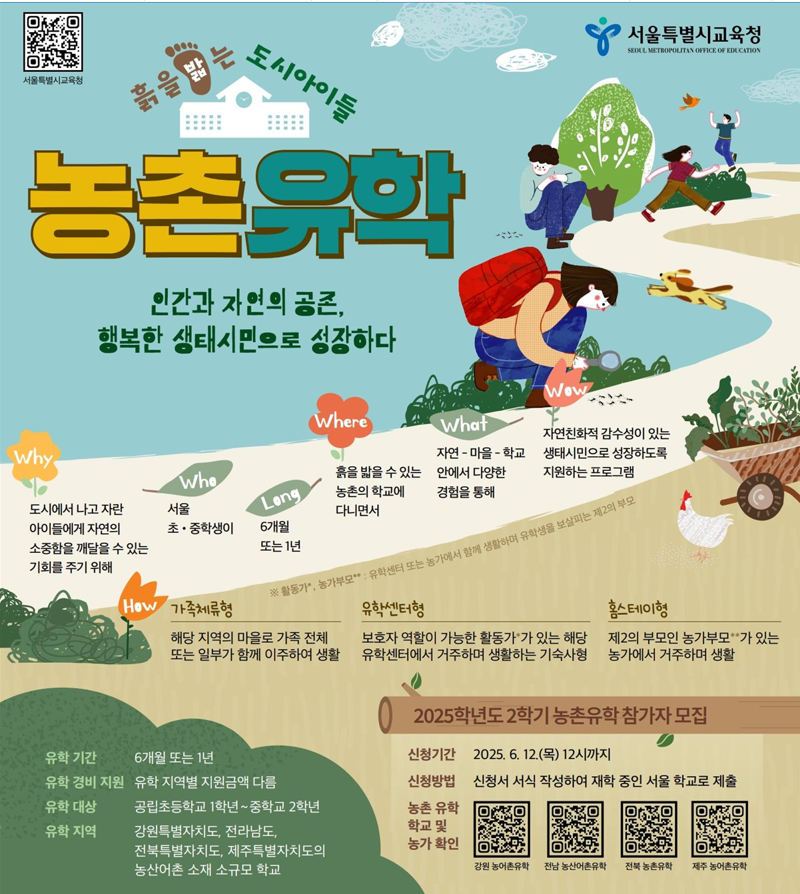 서울 초중학생, 제주도로 농촌유학 갈 수 있다