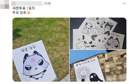 SNS 투표 인증샷 (출처=연합뉴스)