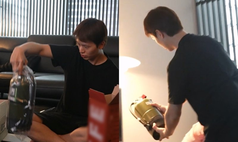 '블랙광인' 육성재, 에어컨마저 검은색으로? 더 흑화한 동굴하우스