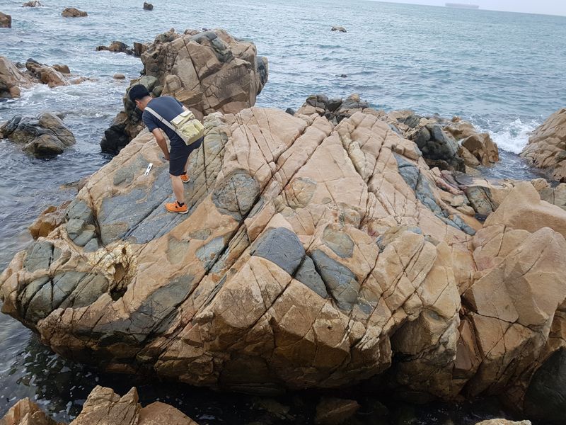 울산시가 지역 내 지질 명소 10곳을 대상으로 내년 울산지질공원 시범운영에 들어간다. 이를 위해 국가자격증을 갖춘 지질공원 해설사도 양성한다. 사진은 지질 명소 중 하나인 울산 동구 '주전동 포유암'이다. 울산시 제공