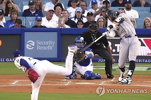 1회초 솔로홈런을 날린 에런 저지 (출처=연합뉴스)