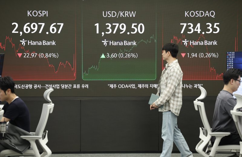 [서울=뉴시스] 김명년 기자 = 30일 오후 서울 중구 하나은행 딜링룸에서 딜러들이 업무를 보고 있다. 코스피는 전 거래일(2720.64)보다 22.97포인트(0.84%) 내린 2697.67에 장을 마쳤다. 코스닥 지수는 전 거래일(736.29)보다 1.94포인트(0.26%) 하락한 734.35에 거래를 종료했다. 서울 외환시장에서 원·달러 환율은 전 거래일(1375.9원)보다 4.2원 오른 1380.1원에 룰렛사이트 거래를 마감했다. 2025.05.30. kmn@newsis.com
