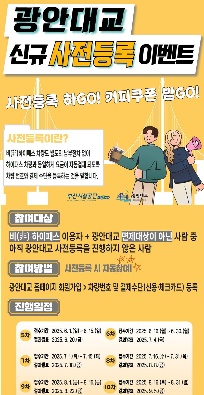 부산 광안대교, 스마트 톨링 신규 등록자 대상 경품 행사