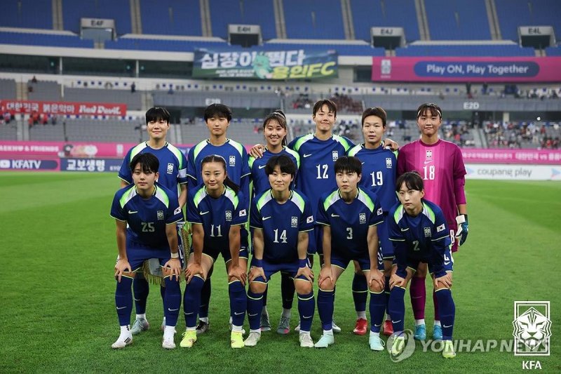 경기 앞둔 한국 축구 여자 국가대표팀 (출처=연합뉴스)