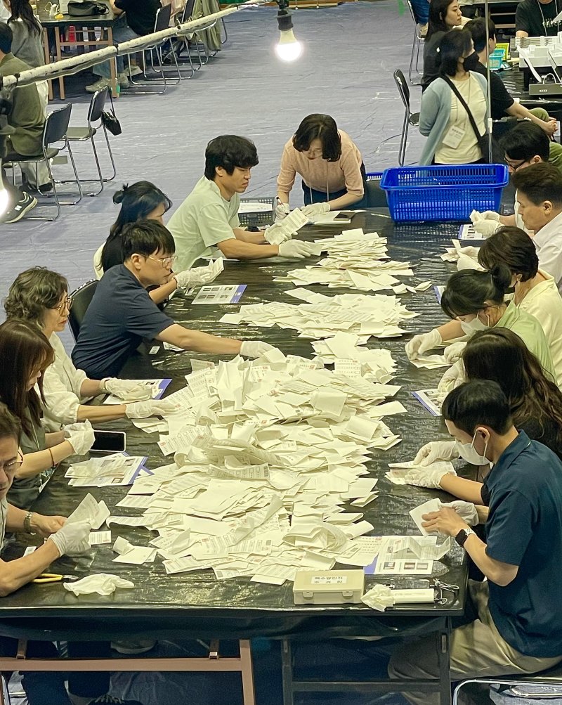 [대구=뉴시스] 정재익 기자 = 제21대 대통령 선거가 열린 3일 대구 북구 대구시민운동장에 마련된 바카라사이트 소울카지노소에서 바카라사이트 소울카지노사무원들이 투표용지를 분류하고 있다. 2025.06.03. jjikk@newsis.com *재판매 및 DB 금지