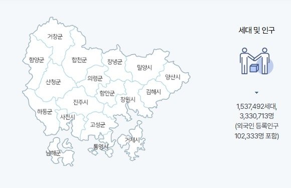 경남 18개 시군 (출처=연합뉴스)