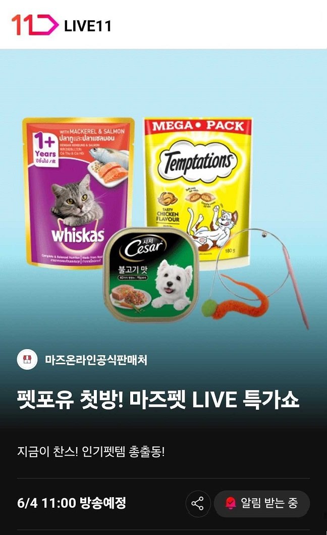 [서울=뉴시스] 실시간 바카라사이트가 반려동물을 가족처럼 여기는 '펫팸족(펫+패밀리의 합성어)'을 위한 라이브 방송 코너 '펫포유(Pet For You)'를 새롭게 시작한다고 4일 밝혔다. (사진=십일번가 제공) *재판매 및 DB 금지