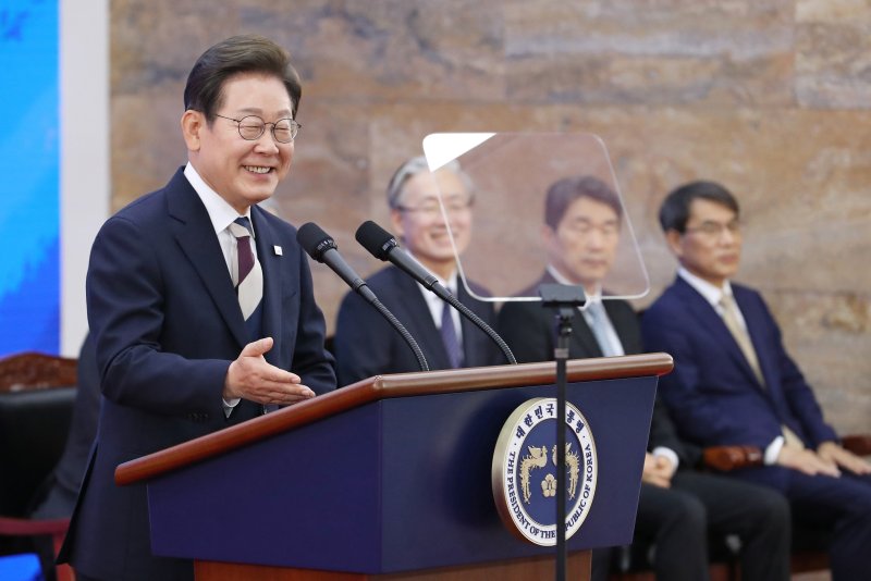 제21대 대통령 취임선서 행사가 열린 4일 오전 서울 여의도 국회에서 이재명 대통령이 취임사를 하고 있다. 2025.6.4/뉴스1 ⓒ News1 국회사진기자단