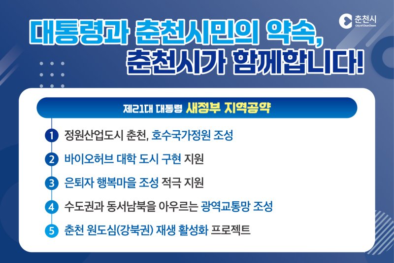 제21대 대통령 춘천 지역 공약.(춘천시 제공, 재판매 및 DB금지)