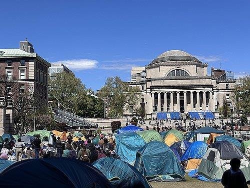 미국 컬럼비아대 캠퍼스 농성 텐트촌(2024년 4월) (출처=연합뉴스)