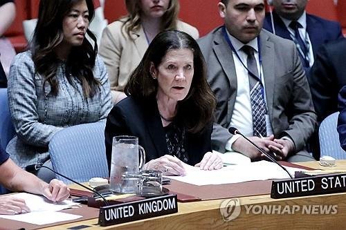 발언하는 도로시 셰이 주유엔 미국대사 대행 (출처=연합뉴스)