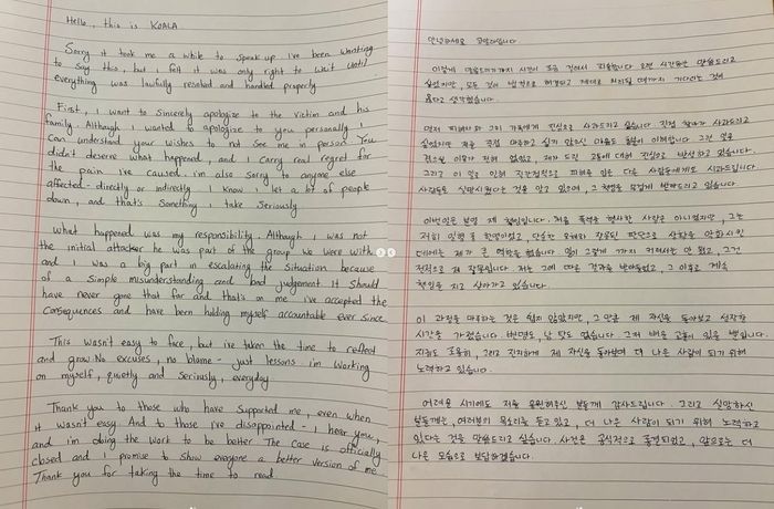 '제시 팬 폭행' 연루, 래퍼 코알라 "진심으로 반성" 사과