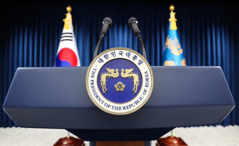 4일 서울 용산구 대통령실 청사 브리핑룸에 대한민국 대통령 봉황마크. 2025.6.4/뉴스1 ⓒ News1 허경 기자
