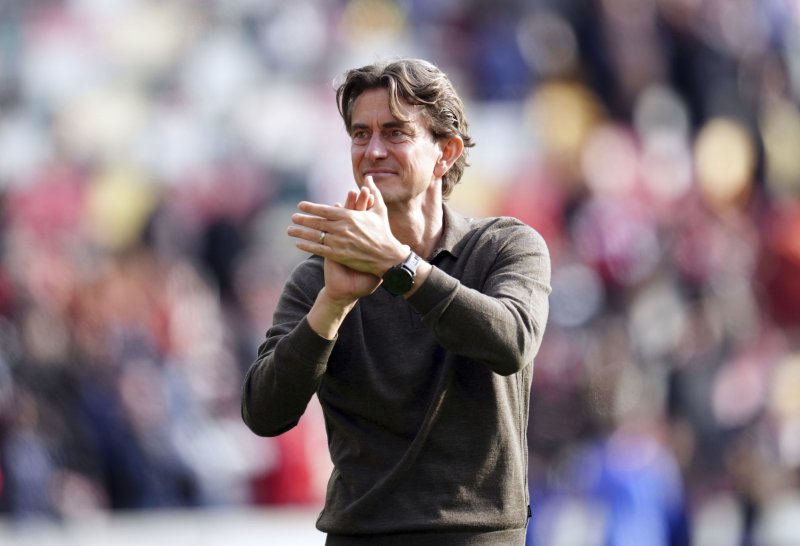 [런던=AP/뉴시스] 잉글랜드 프로축구 프리미어리그(EPL) 브렌트퍼드의 토마스 프랑크 감독. 2025.04.19.