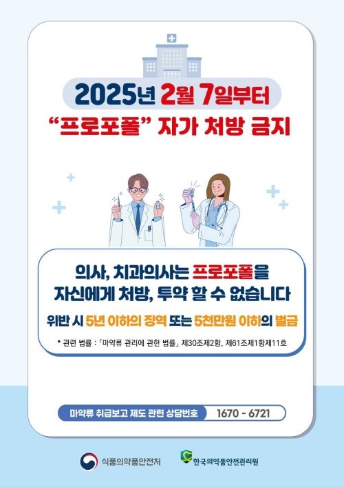 [서울=뉴시스] 식품의약품안전처는 2월 7일부터 중독성·의존성이 있는 마약류 의약품을 의료인(의사·치과의사)이 자신에게 투약하는 행위를 금지하는 의료용 마약류 셀프처방 금지 제도를 시행하고 있다. (사진=식약처 제공) 2025.01.22. photo@newsis.com *재판매 및 DB 금지