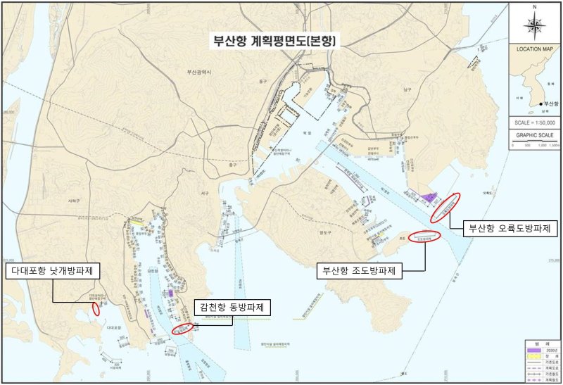 부산항 항만시설물 보수공사 위치도(원타임카지노 제공. 재판매 및 DB 금지)