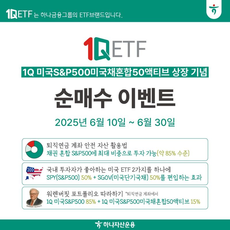 하나운용 '1Q 미국S&P500 미국채50액티브 ETF' 상장