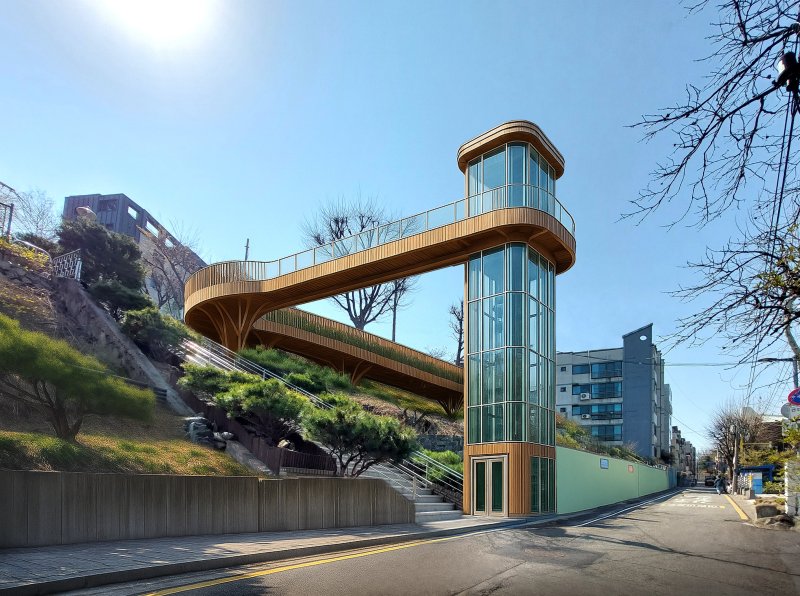서울시 관악구 봉천동 비안어린이공원 인근 계단에 설치될 지역 맞춤형 엘리베이터 예시도. 서울시 제공