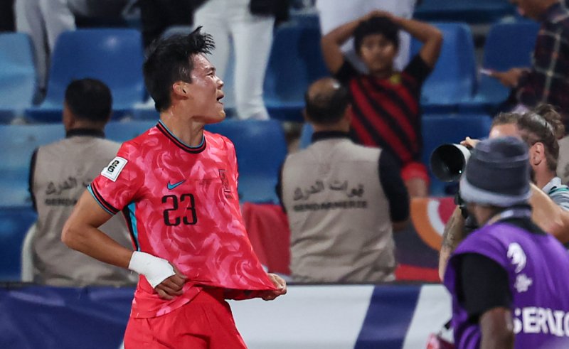 10일(현지시간) 요르단 암만 국제경기장에서 열린 2026 국제축구연맹(FIFA) 북중미 월드컵 아시아 3차 예선 B조 3차전 대한민국과 요르단의 경기, 대한민국 바카라사이트 카지노판가 팀의 두 번째 골을 넣고 기뻐하고 있다. 2024.10.10/바카라사이트 카지노판1 ⓒ News1 김도우 기자