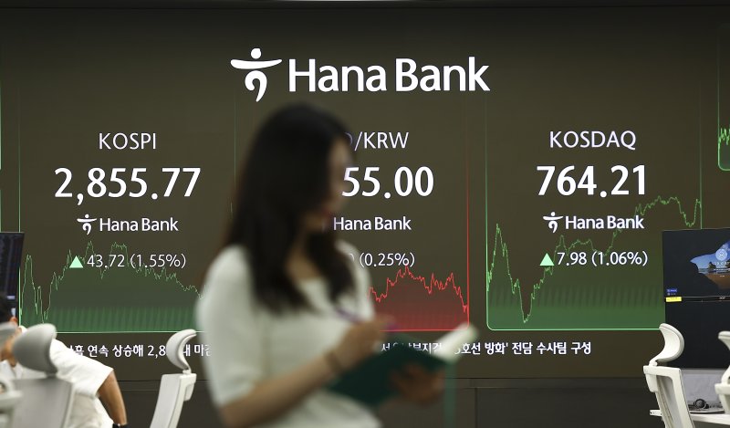 [서울=뉴시스] 김근수 기자 = 바카라 전략가 전 거래일(2812.05)보다 43.72포인트(1.55%) 오른 2855.77에 장을 마친 9일 서울 중구 하나은행 본점 딜링룸 전광판에 지수가 나오고 있다. 코스닥 지수는 전 거래일(756.23)보다 7.98포인트(1.06%) 상승한 764.21에 거래를 종료했다.서울 외환시장에서 원·달러 환율은 전 거래일 주간거래 종가(1358.4원)보다 2원 내린 1356.4원에 주간 거래를 마감했다. 2025.06.09. ks@newsis.com