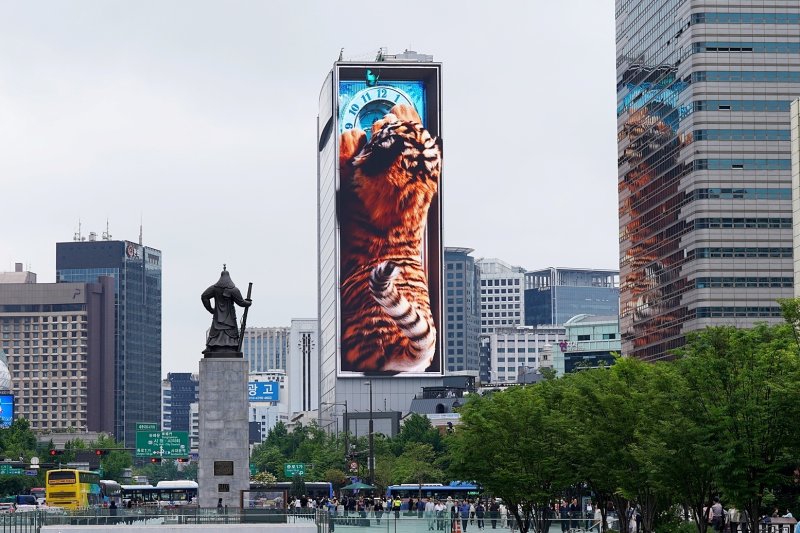 [서울=뉴시스]디지틀조선일보 전광판.