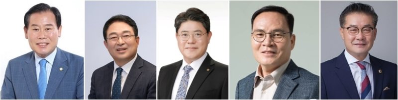 왼쪽부터 더불어민주당 김재종, 황규철 , 국민의힘 김승룡, 전상인, 유재목 씨 (정당별 가나다순) /뉴스1