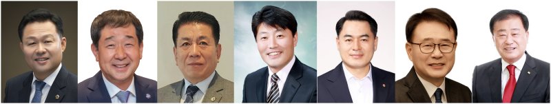왼쪽부터 연종석 이재영 김장회 우종환 윤해명 이민표 최재옥.(정당·가나다순)/뉴스1