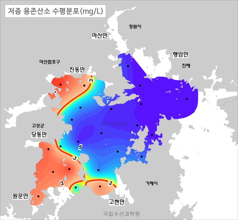 경남 진해만 저층 용존 레드벨벳 토토 수평분포도.(수과원 제공. 재판매 및 DB 금지)