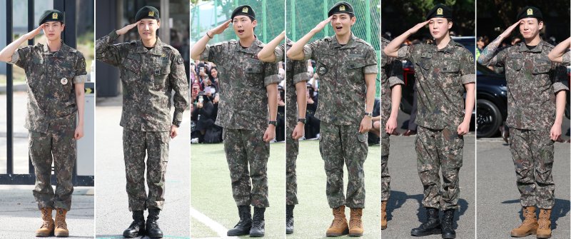 [뉴스1 ★]진부터 정국까지 군복무 마친 BTS…눈물·색소폰·13Kkg 감량